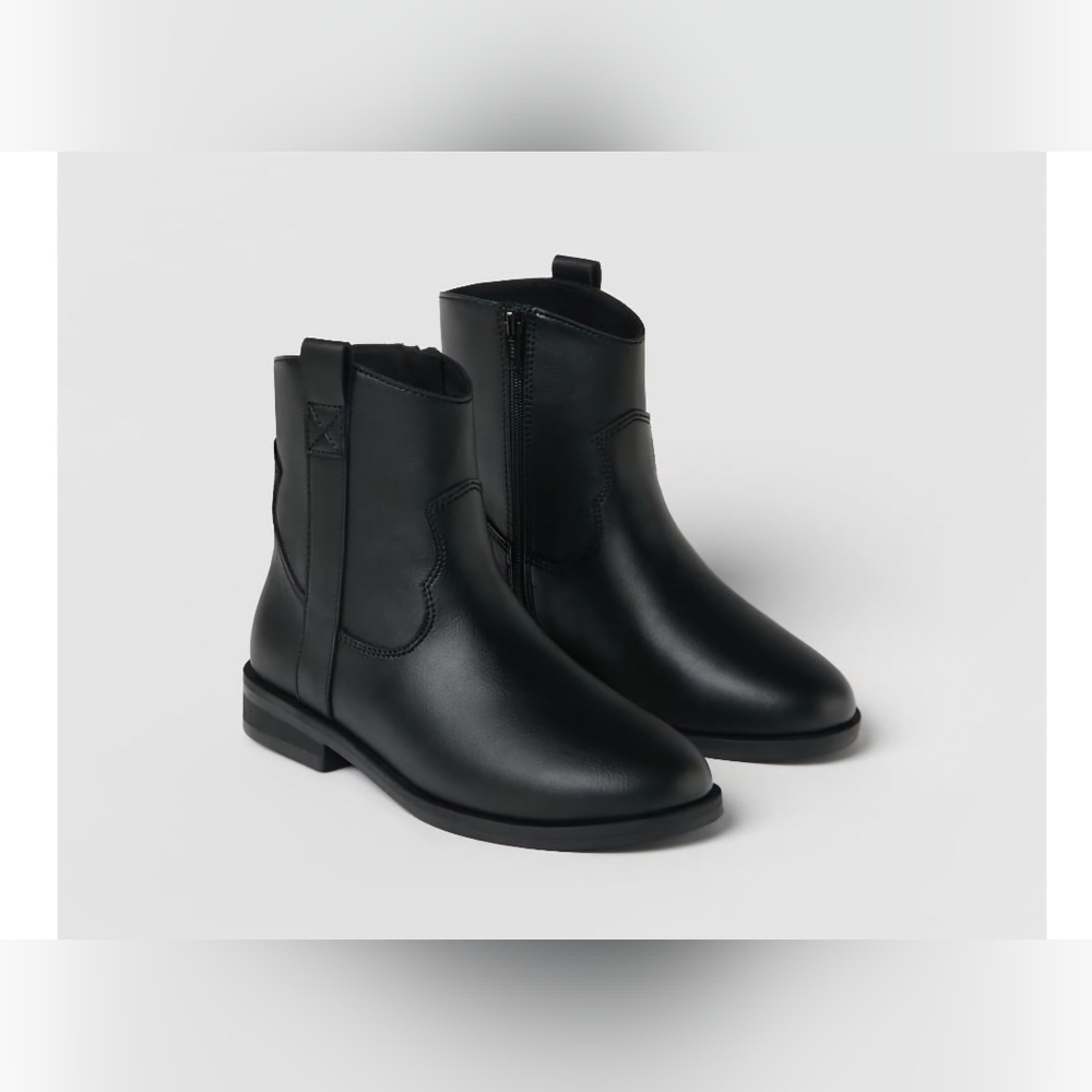 Brand New Zara Kids Western Style/ Cowboy Black Ankle Boots